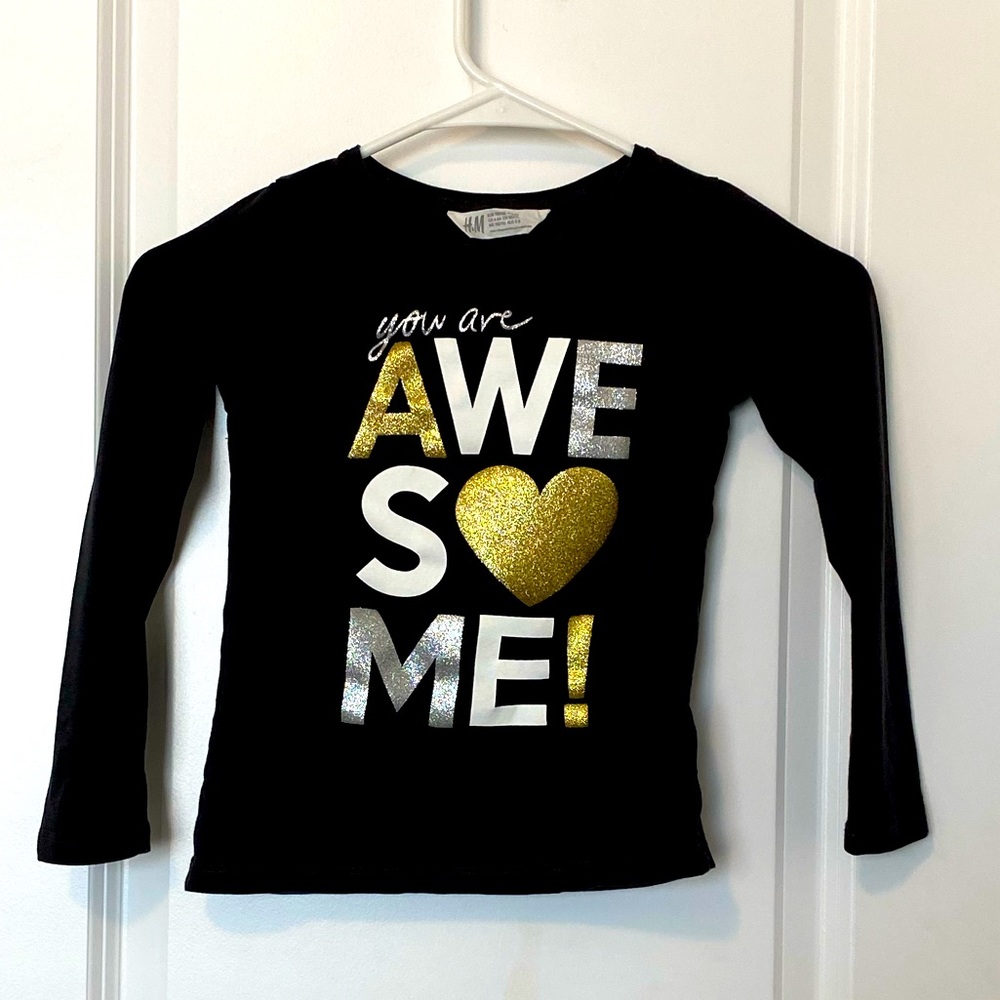 H&M Kids Black Long Sleeve Top | Girls Size 4-6Y